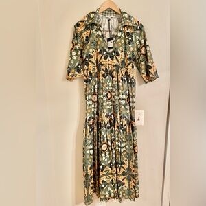 NWT- PATTY KIM Mirni Green Floral Maxi Dress In Euro Sage Sz XS